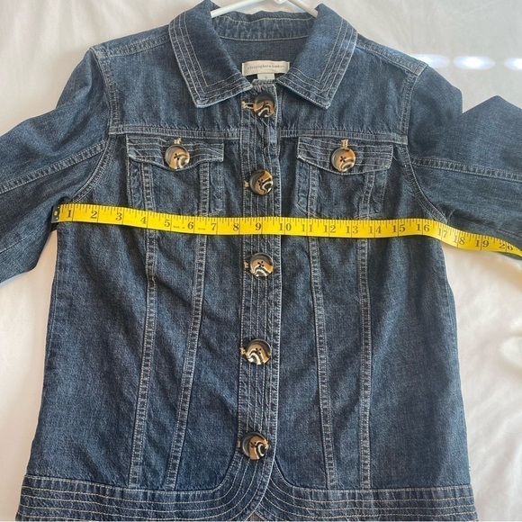 Christopher & Banks Denim w/ Animal Print Buttons & Double Topstitch Size S - Picture 7 of 9